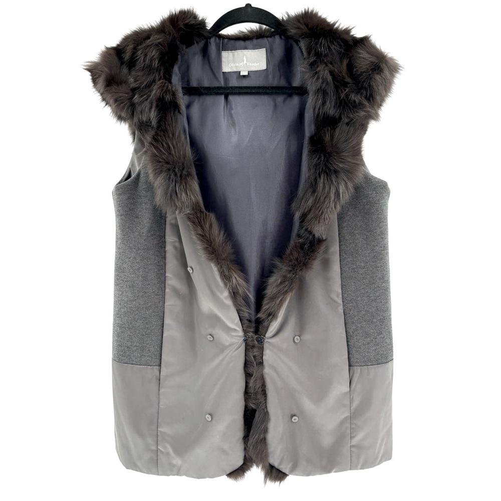 Olivia Hassler Korea Fur Jacket Vest with Fur Hood